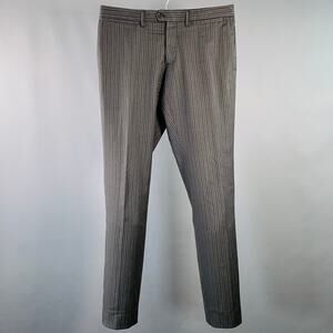 NEIL BARRETT Size 32 Black Charcoal Stripe Wool Flat Front Tapered Dress Pants